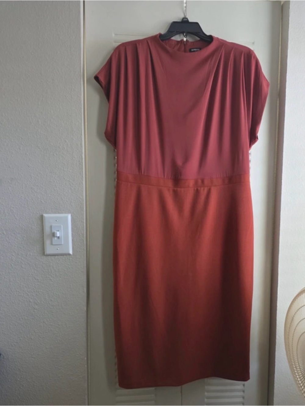 Express Two-Tone Midi Dress in Rust and Terracotta